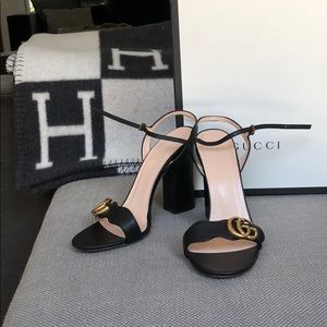 Gucci black marmont heels lifford 39 sandals strap